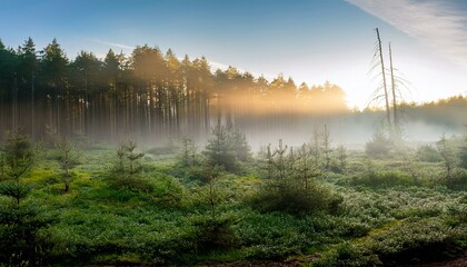 Morning mist in the forest