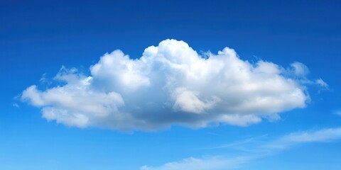 Fototapeta premium A soft and wispy cirrus cloud floats through a serene blue sky with few scattered white clouds in the background, white, sky, white