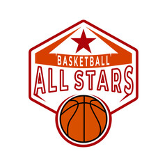 Basketball Sports Team logo design template. Basketball All Stars logo design icon