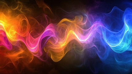Fototapeta premium An artistic display of glowing abstract waves, blending smoothly into a seamless, futuristic gradient of vibrant colors.