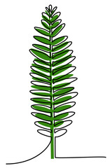 Hand drawn outline of jungle leaf combined with colorful silhouette. Botanical art minimalist design element for posters, covers, wall art, card, wallpaper