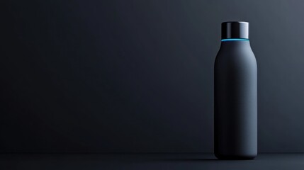 A bottle with a hydration sensor is a stylish sports bottle with an LED water level indicator and Bluetooth connection. Clean background, focus on innovation. 