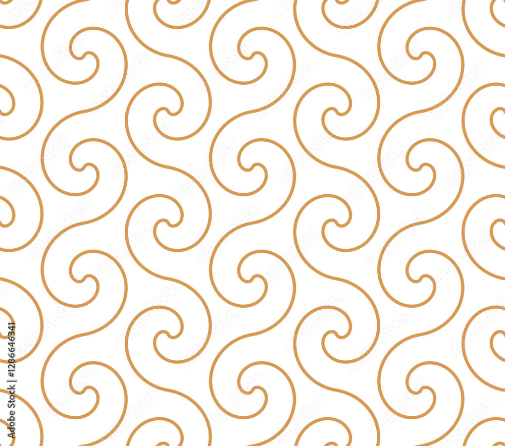 Aufkleber The geometric pattern with wavy lines. Seamless vector background. White and golden texture. Simple lattice graphic design