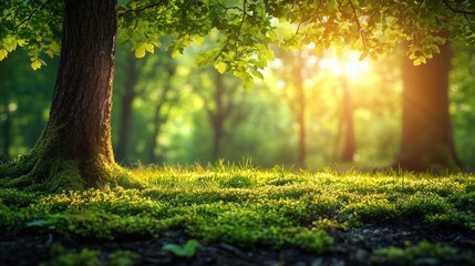 Fototapeta premium Forest Sunlight through Trees
