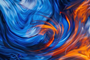 Vibrant Abstract Artwork Featuring Dynamic Swirls of Blue and Orange