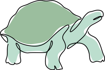 One continuous line drawing of sea turtle clipart. 