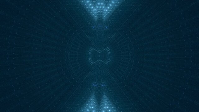 leuchtende Lichtpunkte bewegen sich langsam Richtung Zentrum, digitaler Datentransfer, Algorithmus, Internet, Energie, Datenfluss, Geschwindigkeit, Wandel, Austausch, braun, orange