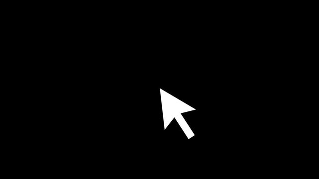 Mouse cursor pointer arrow clicking icon animation on black background