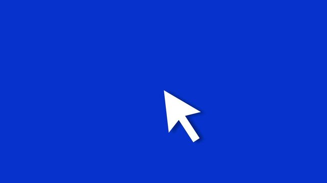 Mouse cursor pointer arrow clicking icon animation on blue background