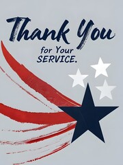 Minimalist Thank You for Your Service Card Design with Stars