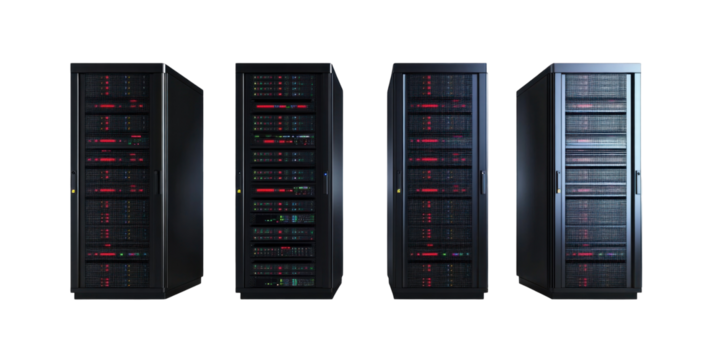A set of four server racks