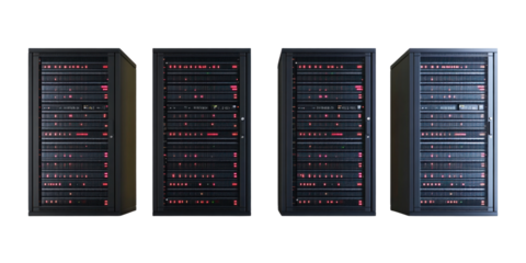 A set of four server racks