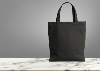 Black tote bag mockup