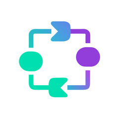 Obraz premium Abstract flowchart design with colorful shapes, visual communication