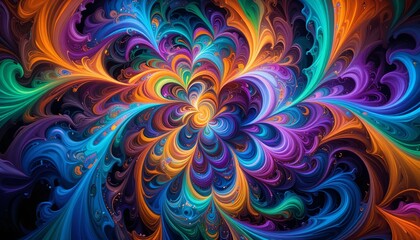 Fototapeta premium Vivid swirls of color abstract art digital creation virtual space close-up artistic expression