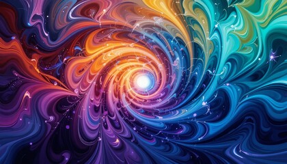 Fototapeta premium Colorful abstract swirl digital art vibrant background cosmic environment dynamic viewpoint