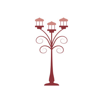 recommend clip art: The silhouette of an antique street lamp on a white background