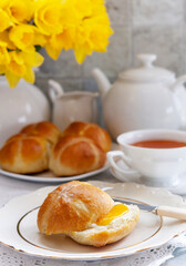 Traditional Easter Homemade English Hot Cross Buns