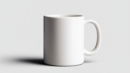 Fototapeta premium Plain white ceramic mug mock up with shadow on the side for design and branding purposes