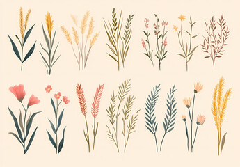 Botanical Collection: A charming assortment of floral and botanical illustrations, each meticulously crafted with delicate watercolor strokes.