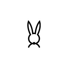 Obraz premium Minimalistic Black Line Art of Rabbit Icon with Ears and Features