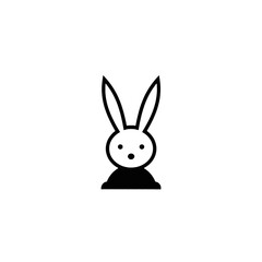 Minimalistic Black and White Rabbit Illustration with Simple Geometric Shapes