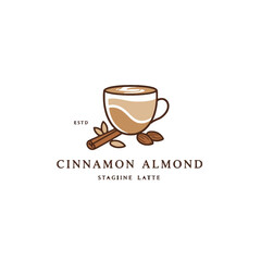 Illustration of Cinnamon Almond Coffee with a Stylish Minimalist Design