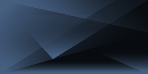 Modern black blue abstract background. Minimal. Color gradient. Dark. Web banner. Geometric shape. 3d effect. Lines stripes triangles.
