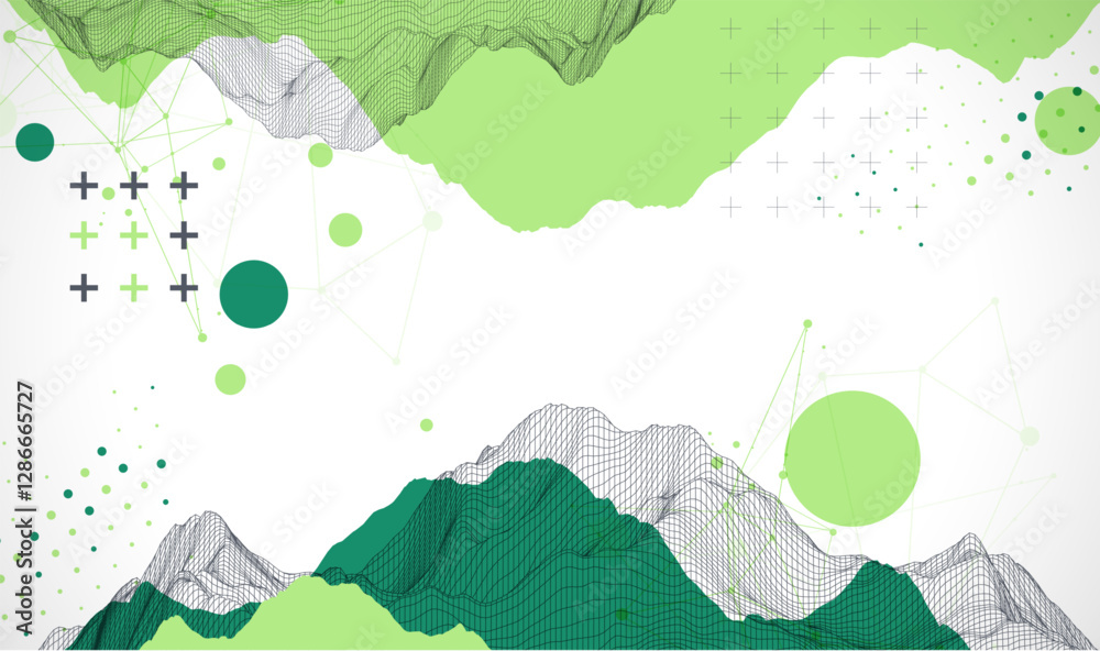 Poster trendy abstract wireframe background. modern science or technology art elements. surface illustratio