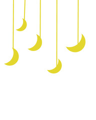 Minimalist vector illustration of hanging crescent moons on a black background. Perfect for night-themed designs, decorations, or celestial-inspired graphics