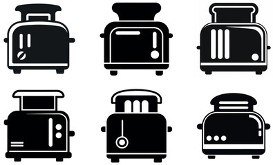 Simple Black and White Toaster Icons Set
