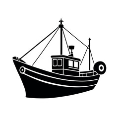 Fishing Trawler Silhouette Vector for Branding