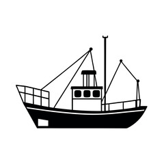 Creative Fishing Trawler Silhouette Vector