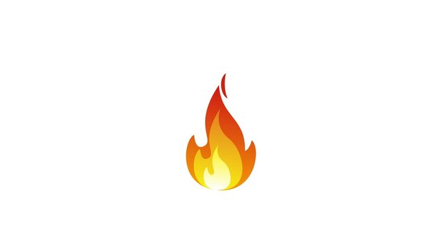 Fire Emoji Animated on white Background. simple flame icon