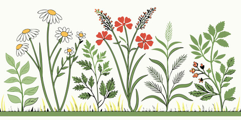 Create a farm-style herbal garden pattern with organized plant groupings.