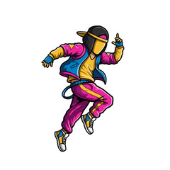 Obraz premium Cartoon Character in Colorful Outfit Performing Dynamic Dance Move