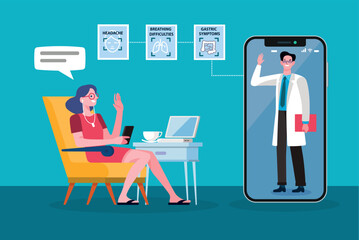 A patient having a virtual consultation with a doctor through a smartphone