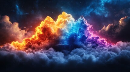 Fototapeta premium Colorful clouds in a vibrant sky suitable for cosmic yoga meditation backgrounds or wallpapers