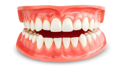Fototapeta premium Realistic Dental Model Displaying Healthy Human Teeth and Gums on White Background