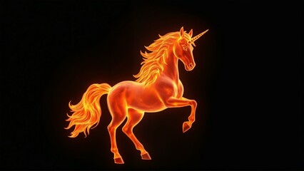 fiery horse on black