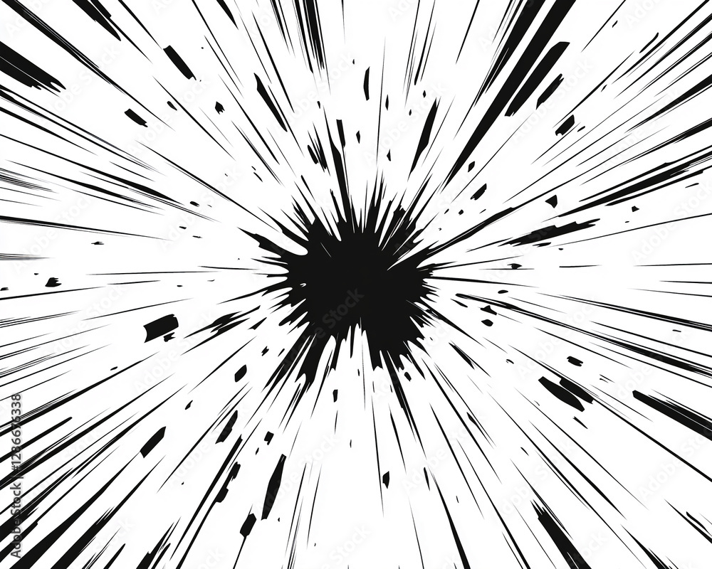 Aufkleber abstract black ink explosion on a white background, showcasing dynamic motion and energy through sha