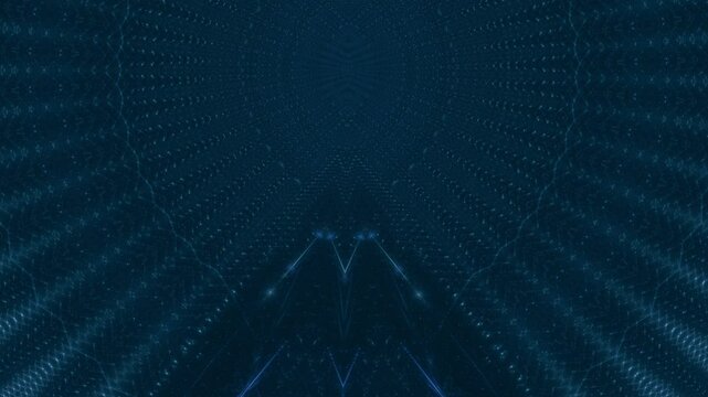 leuchtende Lichtpunkte bewegen sich langsam Richtung Zentrum, digitaler Datentransfer, Algorithmus, Internet, Energie, Datenfluss, Geschwindigkeit, Wandel, Austausch, braun, orange