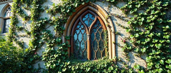Vines wrapped around a wooden church window frame , wooden, texture, vines