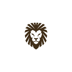 Minimalistic Lion Illustration with Symmetrical Mane on White Background