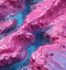 Obraz premium Vibrant liquid-like texture in shades of pink and blue, vibrant colors, colorful, modern look