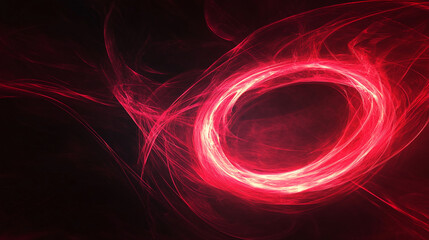 Fototapeta premium Abstract red glowing circular light and energetic swirls in motion, creating a dynamic and futuristic concept with vivid and flowing luminous trails.