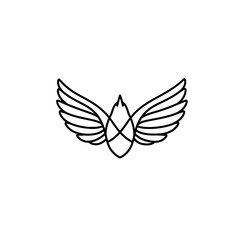 Fototapeta premium Elegant Minimalist Winged Logo Design with Symmetrical Lines and Shapes