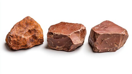 Three tempting chocolates perfectly positioned against a clean white background ideal for food photography
