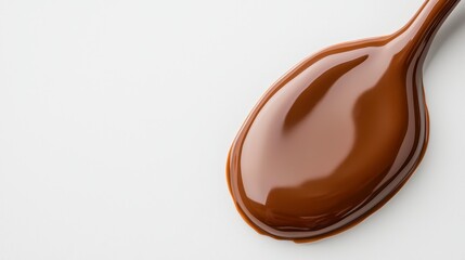 Obraz premium A closeup view of a spoon with a rich chocolate coating, perfect for enjoying decadent desserts or treats