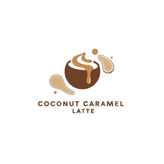 Coconut Caramel Latte Logo with Minimalistic Design Elements